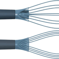 981000 Twist Whisk 2-In-1 Collapsible Balloon and Flat Whisk Silicone Coated Steel Wire, Sky