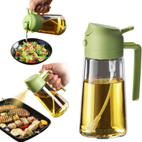 16Oz/470Ml Glass Olive Oil Sprayer for Cooking - 2 in 1 Olive Oil Dispenser for Kitchen Gadgets, Air Fryer, Salad, and BBQ - Black