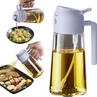16Oz/470Ml Glass Olive Oil Sprayer for Cooking - 2 in 1 Olive Oil Dispenser for Kitchen Gadgets, Air Fryer, Salad, and BBQ - Black