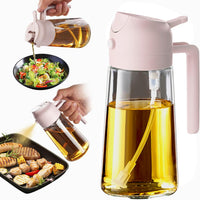 16Oz/470Ml Glass Olive Oil Sprayer for Cooking - 2 in 1 Olive Oil Dispenser for Kitchen Gadgets, Air Fryer, Salad, and BBQ - Black