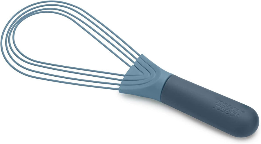 981000 Twist Whisk 2-In-1 Collapsible Balloon and Flat Whisk Silicone Coated Steel Wire, Sky
