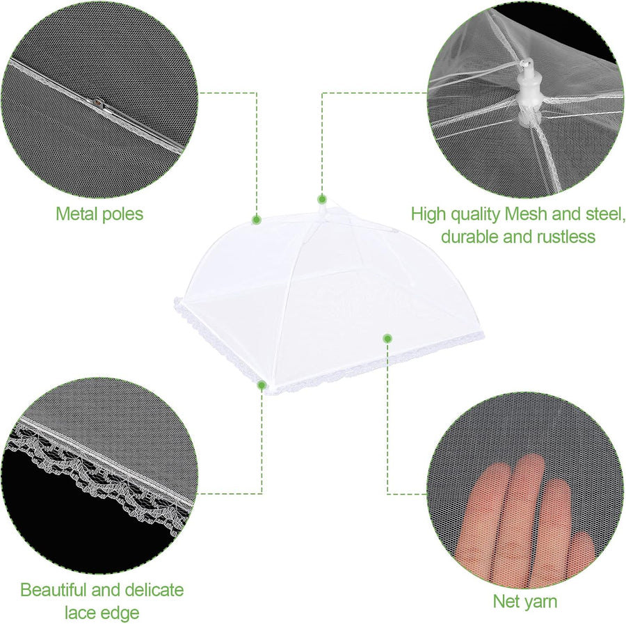 4 Pack Mesh Food Covers 17 inch, Large and Tall Food Covers, Pop-Up Mesh Food Covers Tent Umbrella for BBQs, Outdoors, Screen Tents, Parties Picnics, Fruit Cover