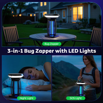 GOOTOP Bug Zapper Outdoor, Mosquito Zapper, Electric Fly Zapper, Mosquito Killer, Fly Traps, 3 Prong Plug, Flying Insects Zapper Indoor Outdoor 90-130V, 4200V, ABS Plastic Outer (Black)